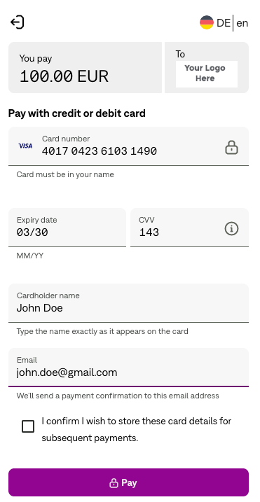 Quick Checkout Page