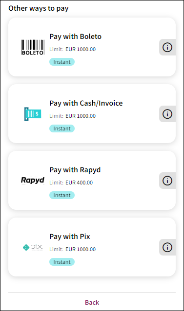 Cash payment step 1 - multiple cash payment options available