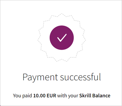 Transaction status page showing successful payment